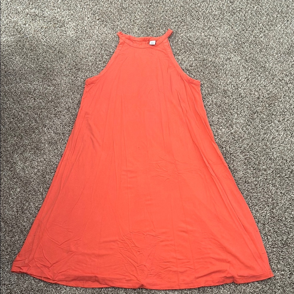 Old Navy Coral High Neck Casual Tank Dress